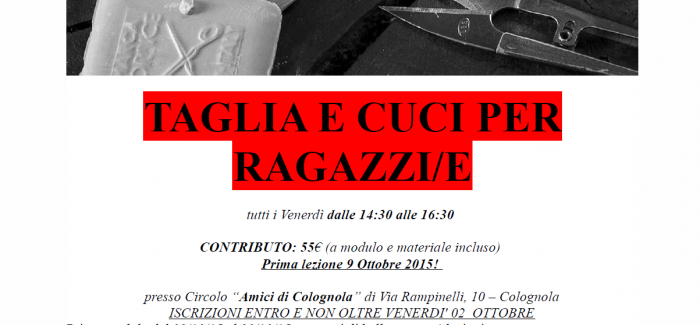 CORSO DI TAGLIA E CUCI PER RAGAZZI